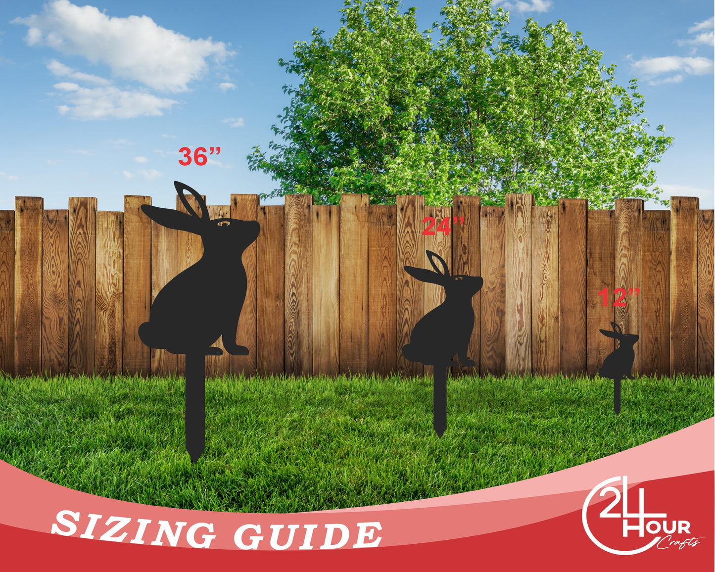 Metal Bunny Garden Stakes | Up to 24" | Over 20 Color Options
