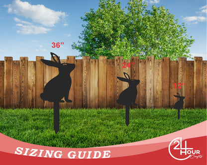 Metal Bunny Garden Stakes | Up to 24" | Over 20 Color Options