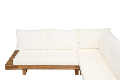 Outdoor Sectional Set Acacia Wood 4-Piece Teak