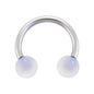 14G 3/8 White Acrylic Ball Ends Horseshoe Circular Barbell