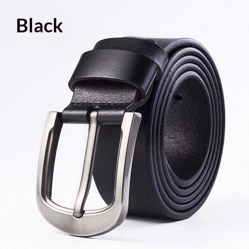 Men's Leather Belt With Pin Buckle, Genuine Leather Men's Waist Belt, Cowhide