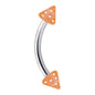 Orange GLITTER UV Curved Barbell Eyebrow Ring