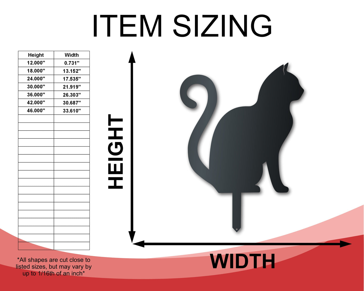 Metal Sitting Cat Garden Stake | Up to 24" | Over 20 Color Options