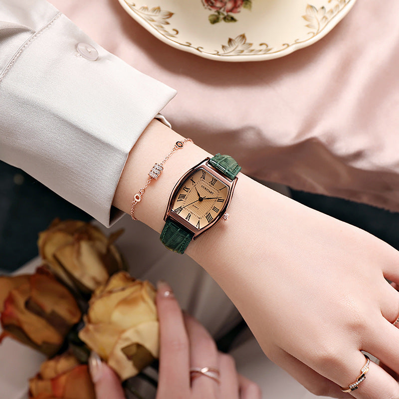 Cross border Live Stream Barrel Shaped Belt Quartz Watch Womens Watch