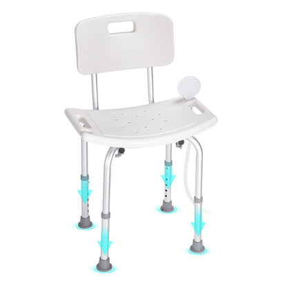 Shower Chair Aluminum 350lb Capacity Adjustable Head Rest