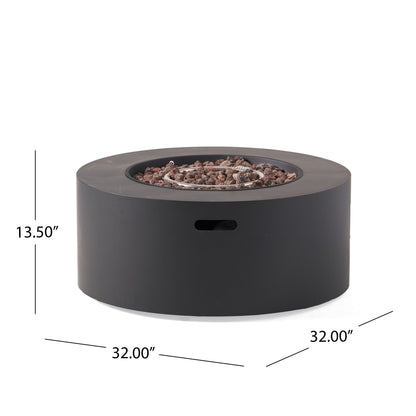 Modern Iron Propane Fire Pit, 32' Round, 40,000 BTU, Dark Grey Finish