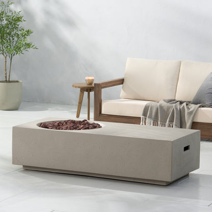 Rectangle 14.75 in MGO Fire Pit 50,000 BTU Light Grey (Tank Cover Not Included)