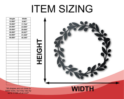 Metal Berry Wreath Wall Art | Holiday | Indoor Outdoor | Up to 36" | Over 20 Color Options