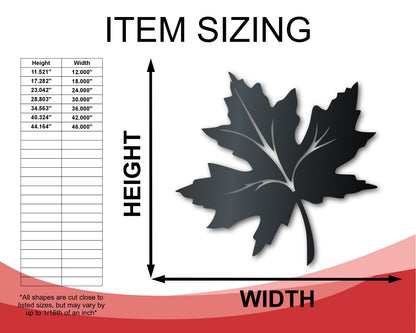 Metal Maple Leaf Wall Art | Indoor Outdoor | Up to 36" | Over 20 Color Options