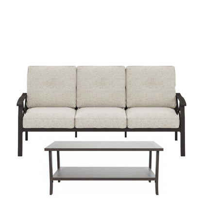 Outdoor Patio Set Steel Khaki Beige Cushion 2 Piece 70in Sofa