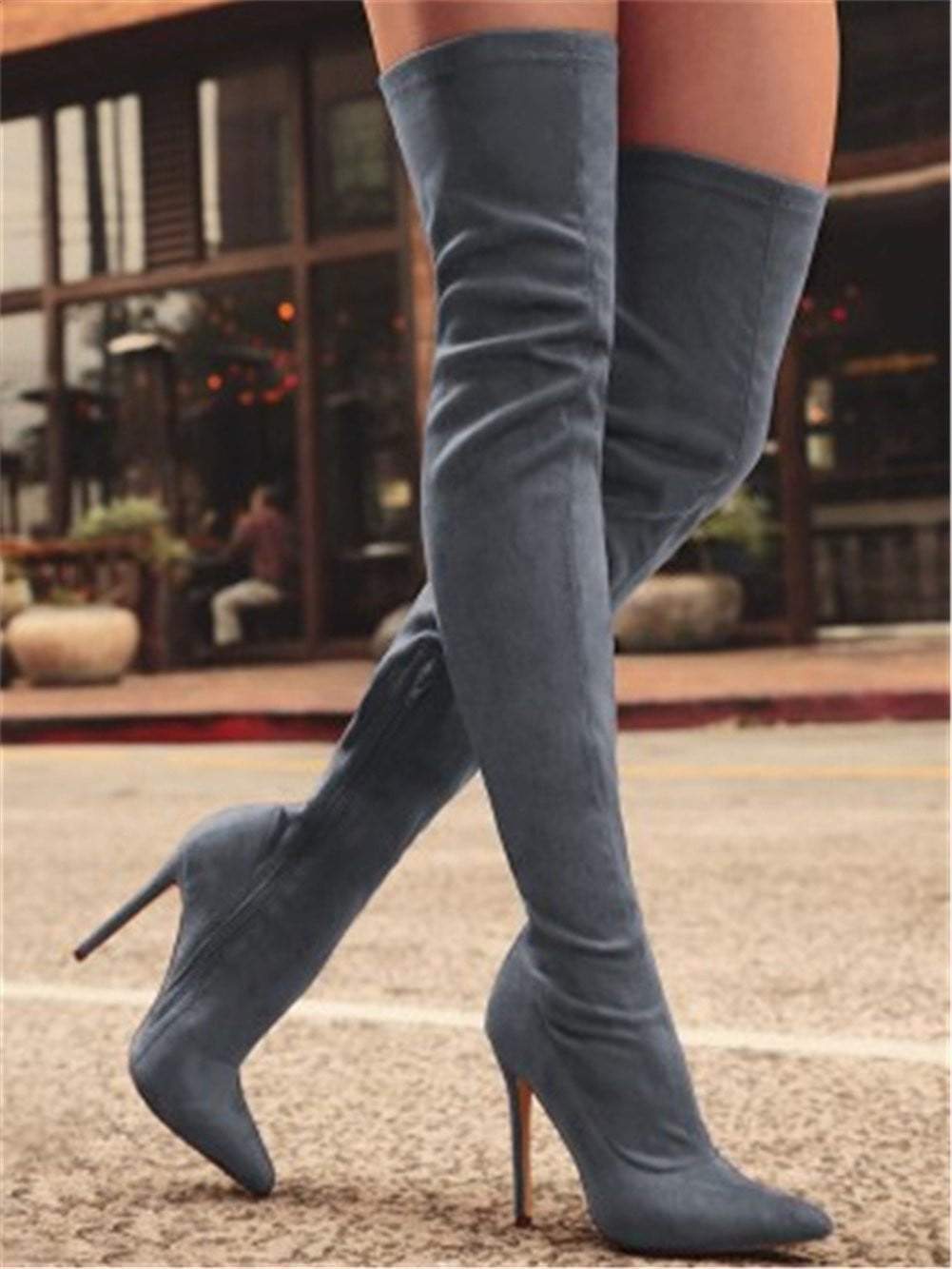 Suede Over-the-knee Stretchy Thigh-high Womens Boots