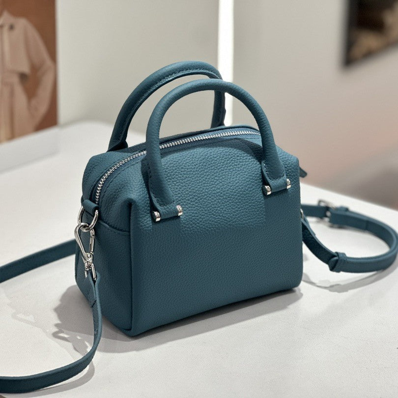 Custom Cross-Border Genuine Leather Women's Bag, New Style Handbag, Versatile Commuter Boston Bag, Single Shoulder Crossbody Bag