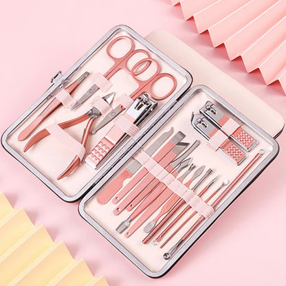 Stainless Steel Manicure & Pedicure Tool Set with Storage Case