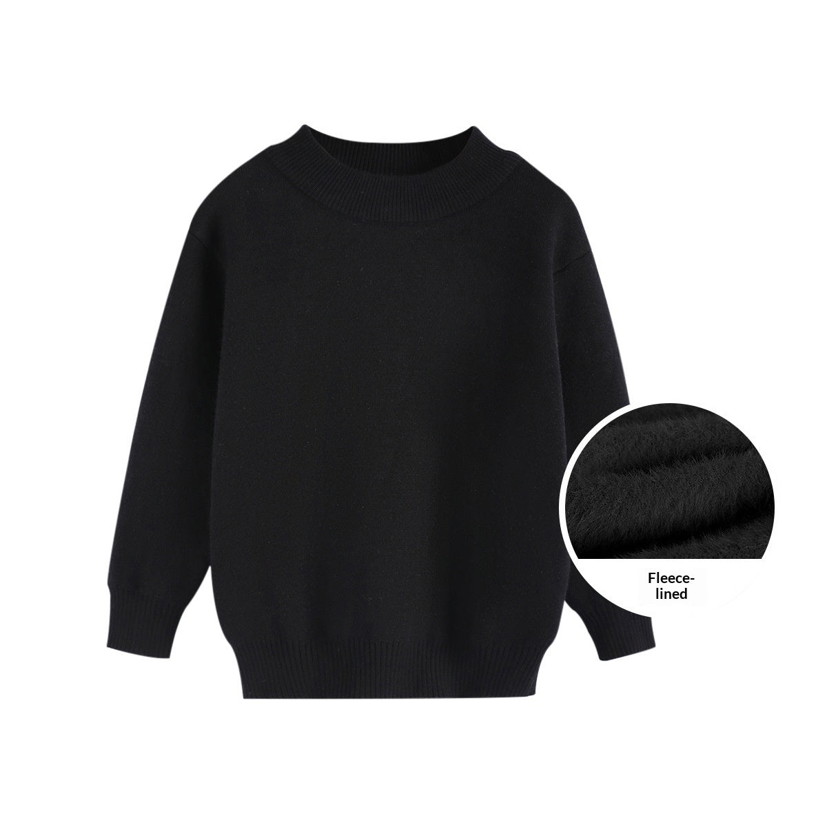 Childrens Fleece-lined White Sweater Mid-length For Fall And Winter