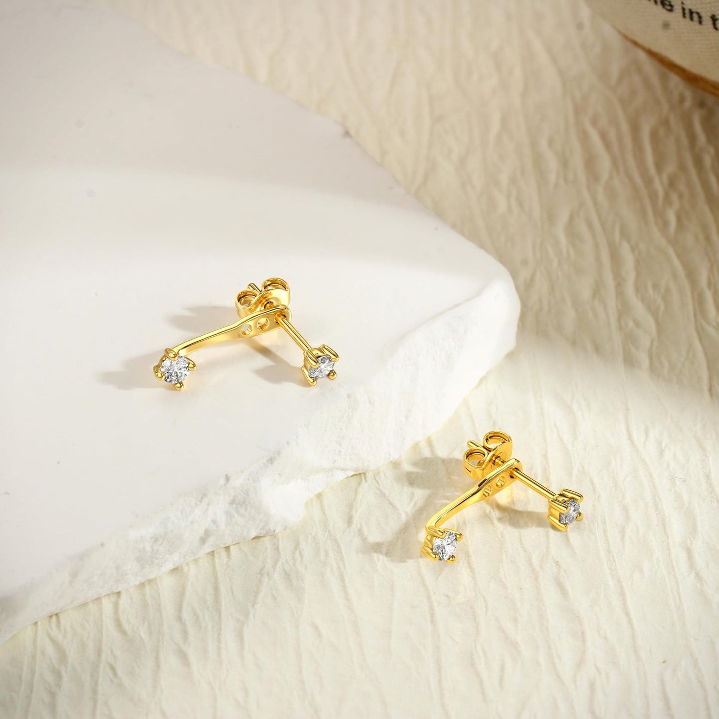 Womens Brass Earrings Set With Silver Needles And Real Gold Plating