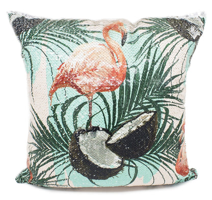 Fennco Styles Reversible Flamingo Mermaid Sequin Magic Throw Pillow 16" Square-5 Designs