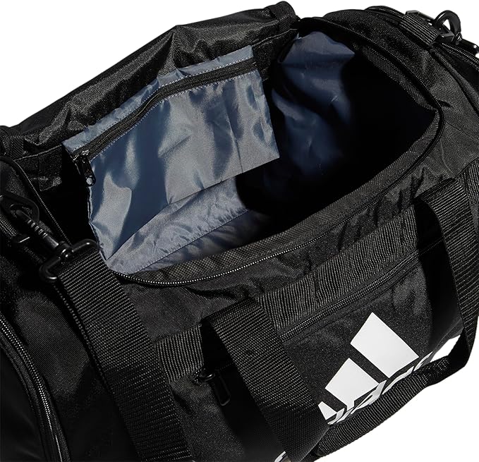 adidas Unisex Defender 4.0 Gym Duffel Bag for Men and Women, Black/White, Small (38L)