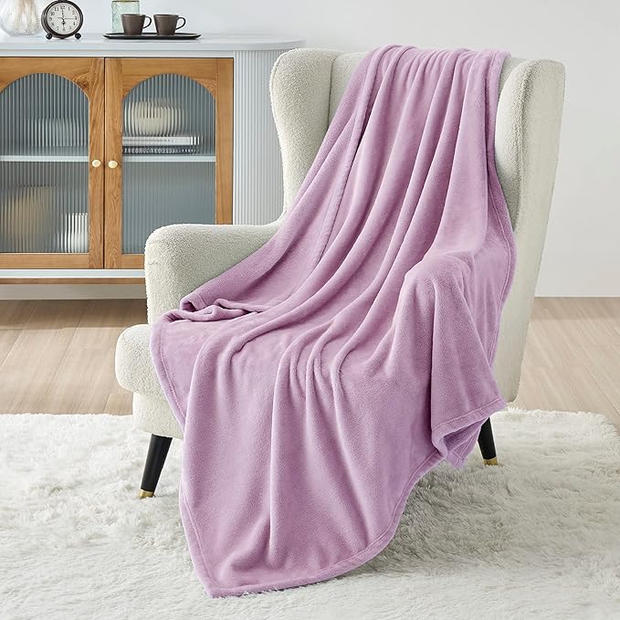Bedsure Fleece Blanket Twin Size Lilac - 300GSM Lightweight Plush Fuzzy Cozy Soft Warm Blanket for Bed, Sofa, Couch, Travel, Camping, 60x80 inches