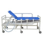 MJM International 910 Shower gurney with three position elevating headrest, close cell water proof foam pad, solid vinyl material drain pan & drain hose, (6) 5" x 1 1/4" heavy duty casters, 450 lbs weight capacity