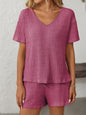 Mandy V-Neck Short Sleeve Top and Shorts Set