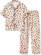 Girls Satin Pajama Set - Silky Button Down PJ with Shorts Size 6-16