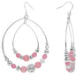 Pink Beaded Double Hoop Fashion Earrings
