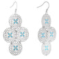 Silver Turquoise Color Round Filigree Dangle Earrings