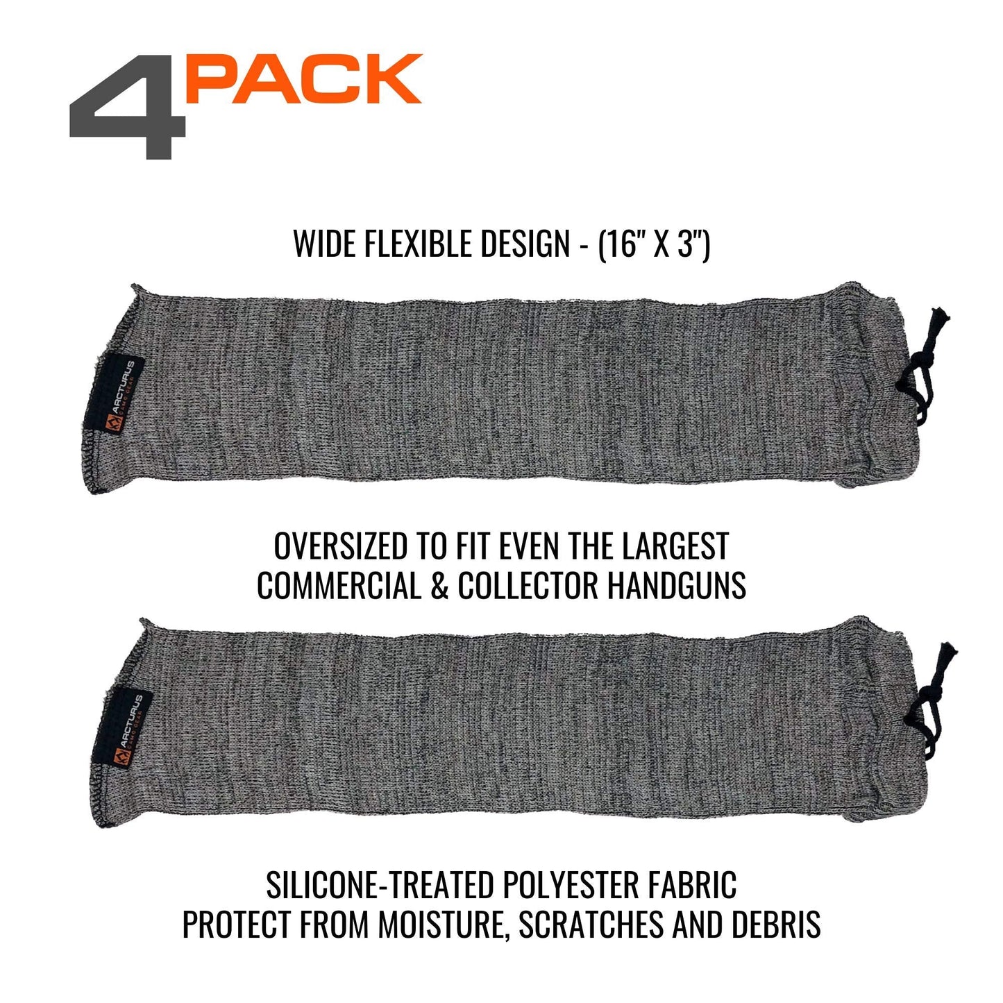 Arcturus Silicone-Treated Handgun Socks - Wide, Flexible Design (3" x 16") Easily Fits Your Pistol or Revolver.