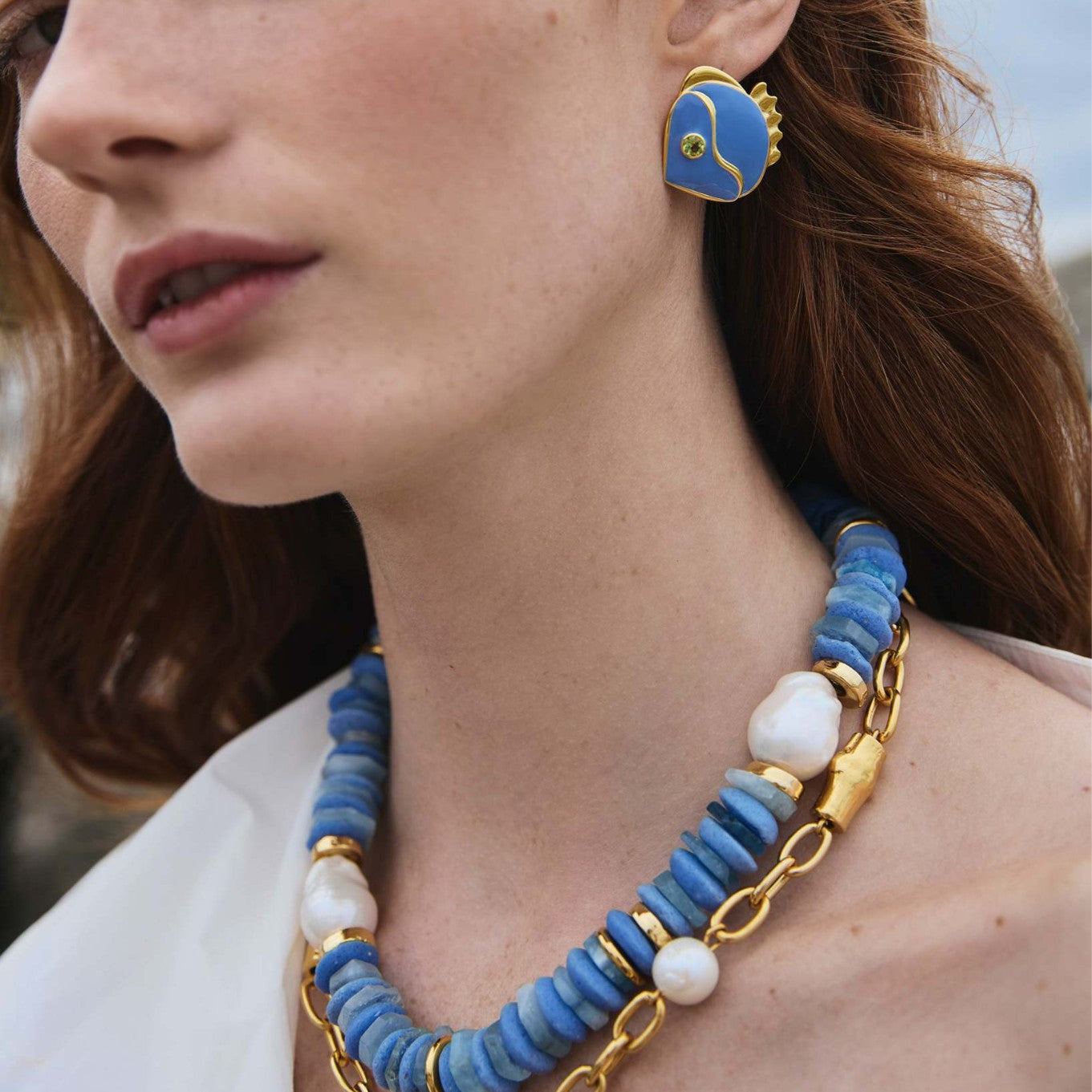 Retro Chic Blue Little Fish Earrings