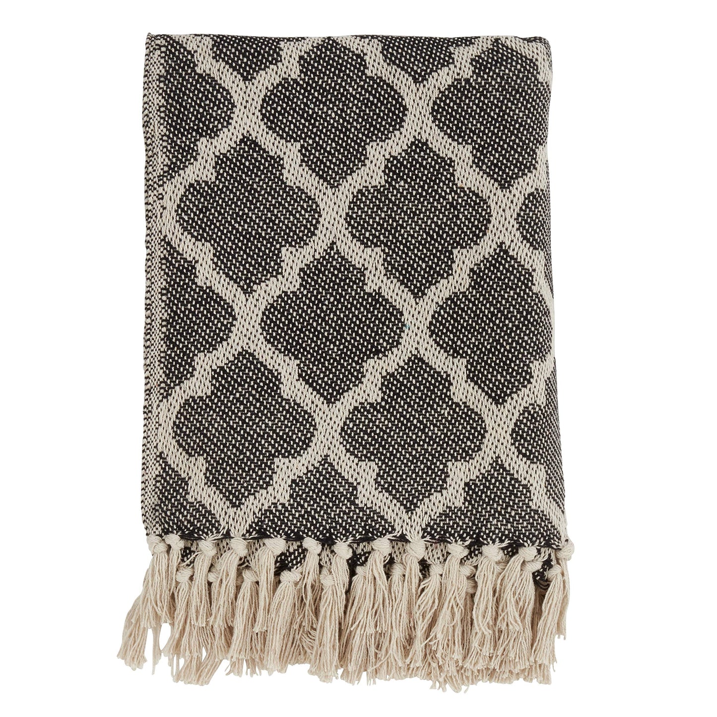 Fennco Styles Chic Moroccan Tile Tasseled 100% Cotton Throw Blanket - 2 Colors