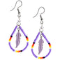 Beaded Feather Teardrop Earrings