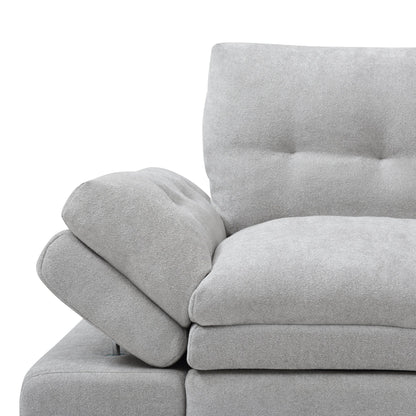 Sofa Bed 3-in-1 Linen Gray Pull-Out Chaise Recliner Armchair 164 LB