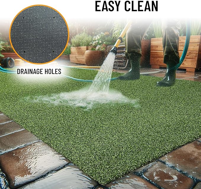 Ottomanson Artificial Turf Golf Hitting Mat 4' x 6'6" Indoor/Outdoor Waterproof Synthetic Fake Grass for Putting Practice Baseball Football Sports Gym Backyard, Custom Size 2' up to 30'