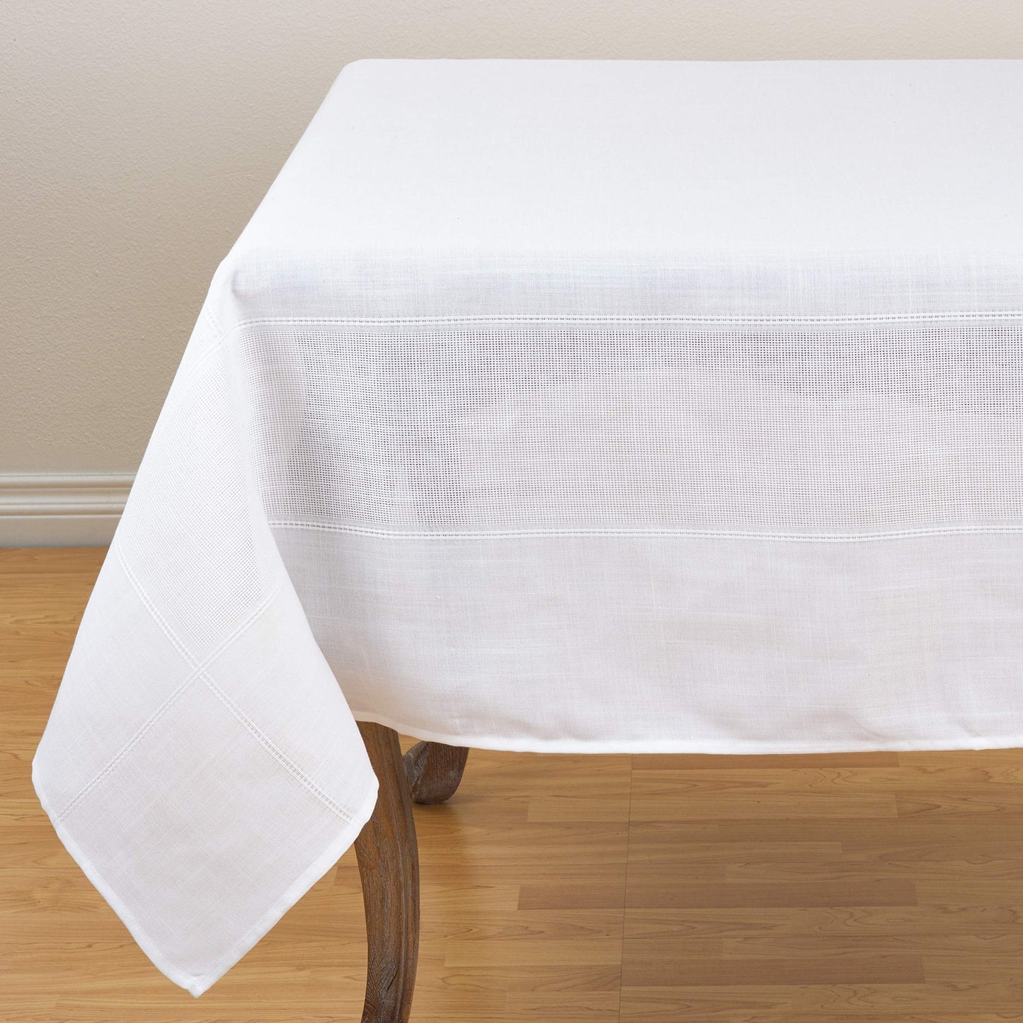 Fennco Styles Holiday Drawn Work Thread Design Tabletop Collection - 2 Colors (White, 72"x162" Tablecloth)