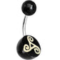 Cream on Black Acrylic Swirled Eye Tribal Belly Ring