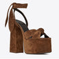 Colorblock Plus Size Catwalk Sandals Bow Love Chunky Heels