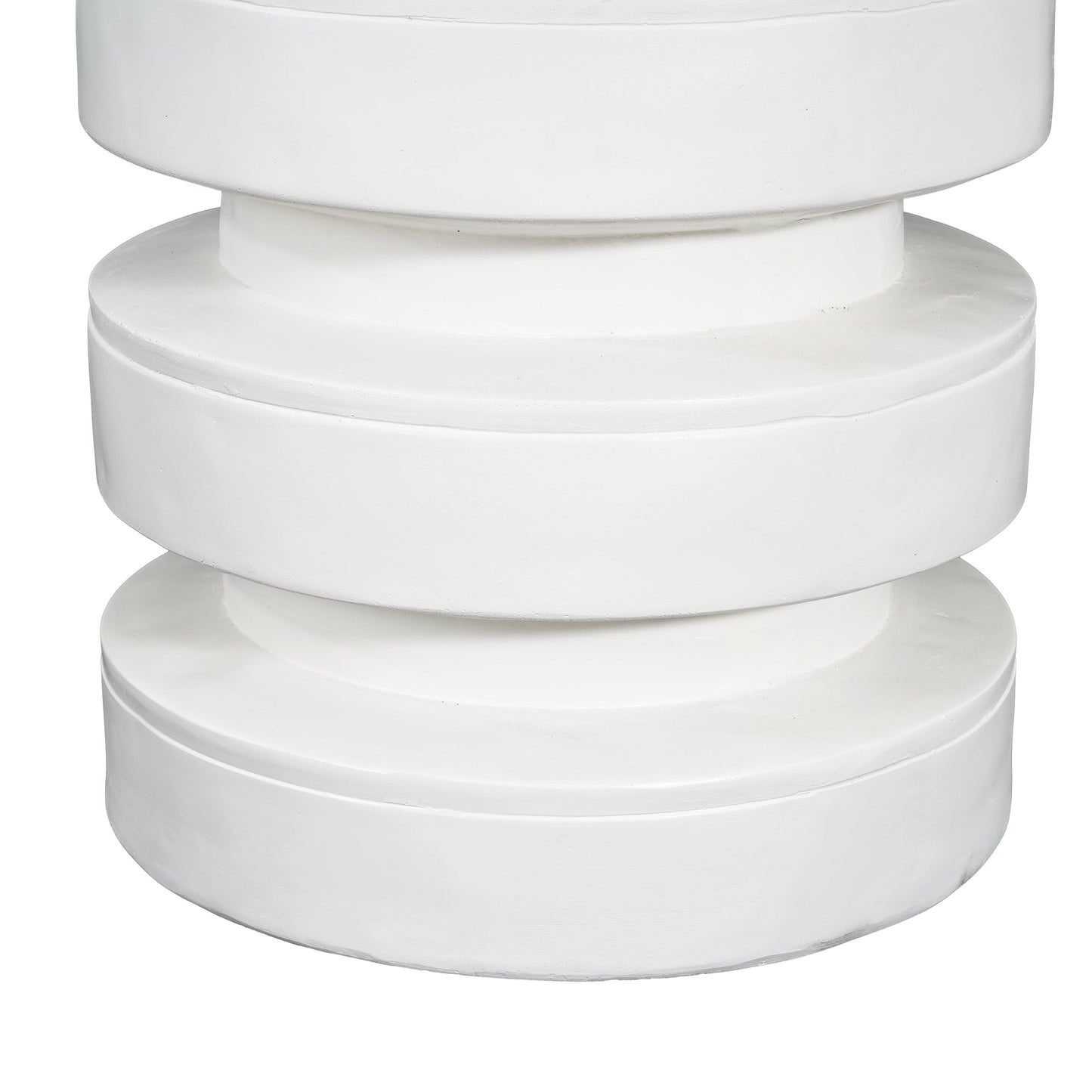 MGO Round Side Table, 3-Tier Design, Indoor Outdoor, 14.2x19.4 in, White