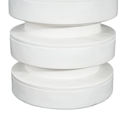 MGO Round Side Table, 3-Tier Design, Indoor Outdoor, 14.2x19.4 in, White