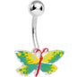 Green and Yellow Lightning Butterfly Belly Ring