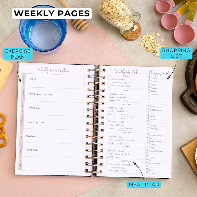 PLANBERRY Food Journal Premium – Nutrition Planner – Diet & Calorie Tracker – Meal & Exercise Diary – Weight Loss Journal (Wild Purple)