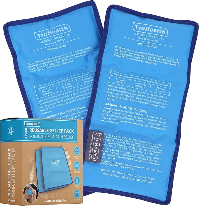 Reusable Ice Pack (Pack of 2) for Injuries - Hot & Cold Gel Ice Packs for Injuries & Back Pain Relief