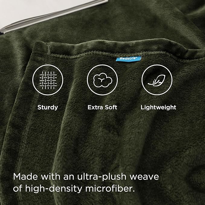 Bedsure Fleece Blankets King Size Oive Green - Bed Blanket Soft Lightweight Plush Cozy Fuzzy Luxury Microfiber, 108x90 inches