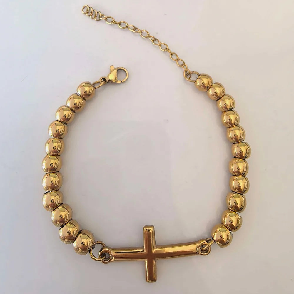 Stainless Steel Religious Series Beaded Bracelet