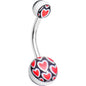 Red Hearts on Black Acrylic Hearts Belly Ring