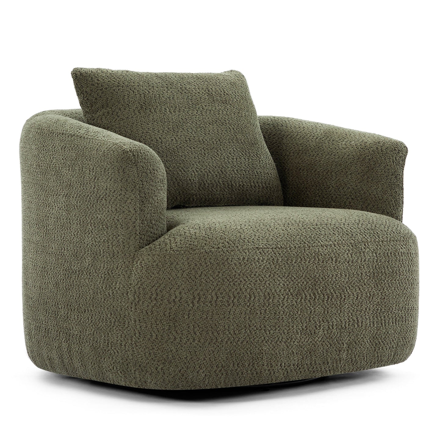 Accent Chair Swivel Barrel Chenille Green 360 Degree Pocket Spring 38 In