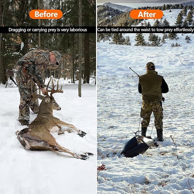 Tlswshsy 2pcs Deer Drag Sleds-Multi-Purpose Utility Sled for Hauling Ice Fishing Supplies, Fire Wood, Duck Hunting, Fishing Gear and Accessories