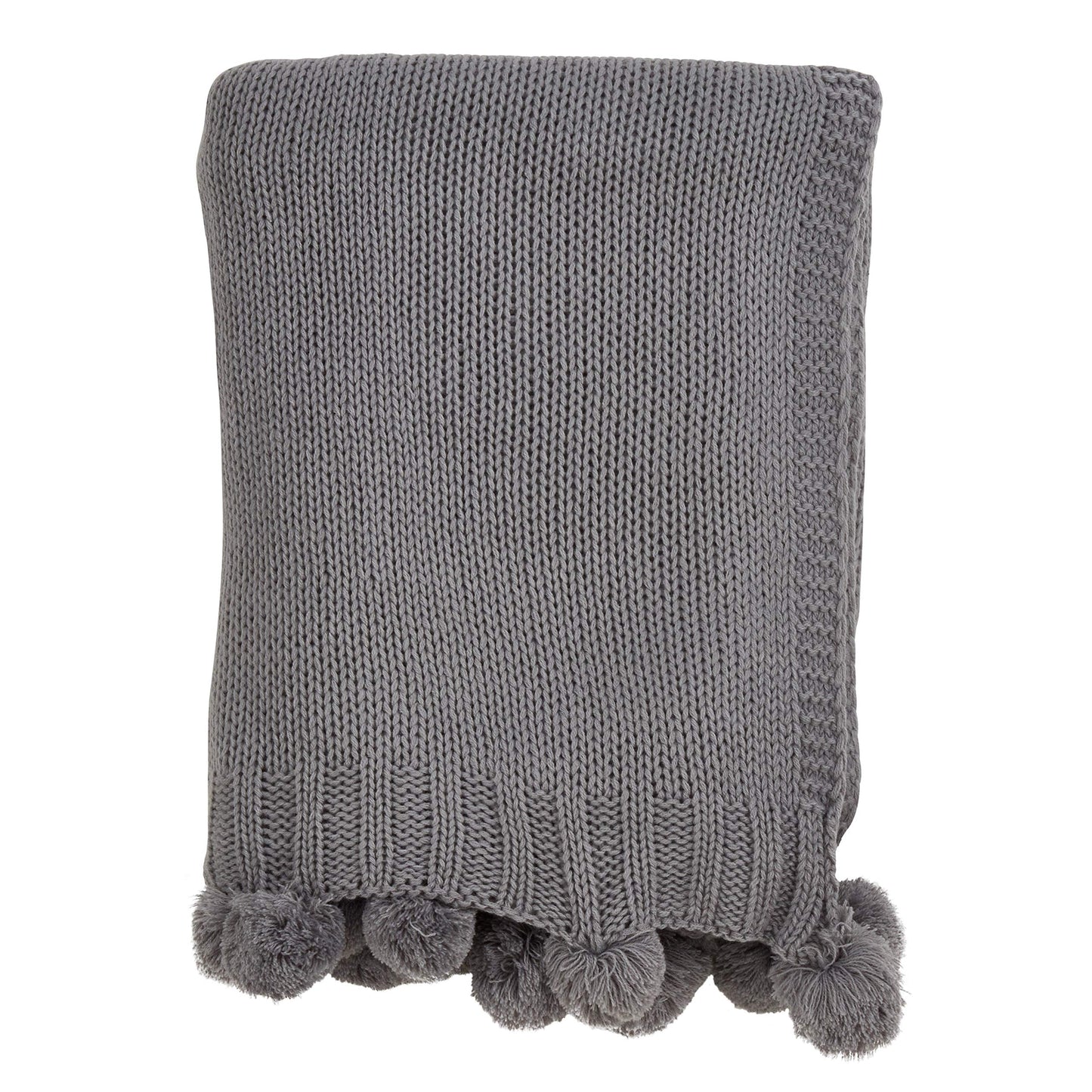 Fennco Styles Solid Color Knitted Pom Pom Cozy Throw Blanket - 2 Colors