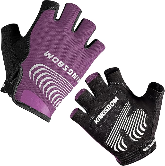KINGSBOM Breathable Cycling Gloves, Shock-Absorbing Bike Gloves with Light Silicone Gel Pad, Anti-Slip Bicycle Gloves for Men and Women