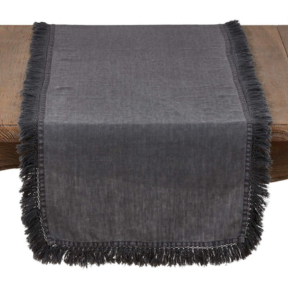 Fennco Styles Stonewashed Chic Large Fringed Linen 20-Inch Down Filled Throw Pillow