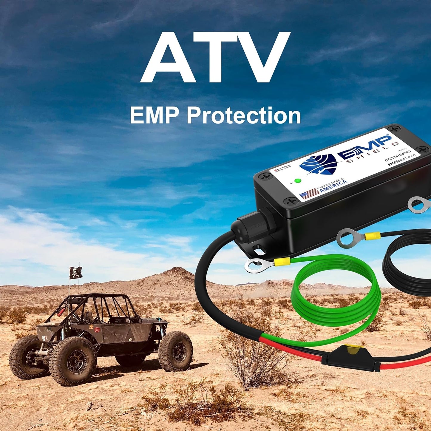EMP Shield – Home Device & Micro Vehicle Protection Bundle (SP-120-240-RL/DC-12V-Micro) for EMP, Lightning, Solar Flare, and Surge Protection